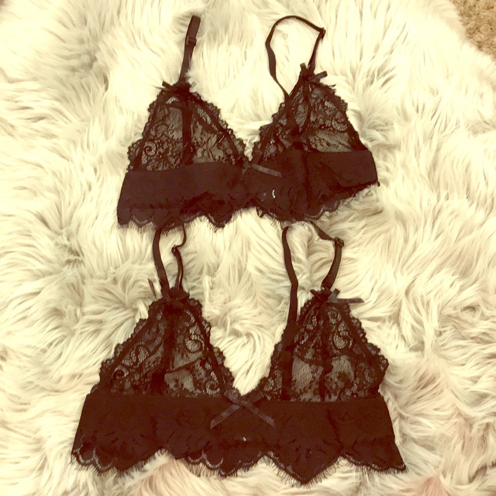 Brand new Black lace adjustable bralette S+ M